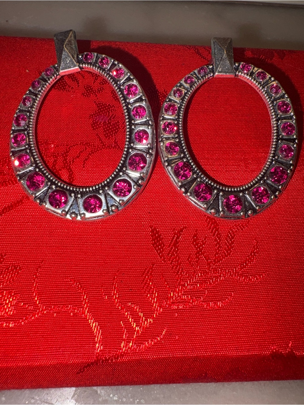 Lot (of 4) bling earrings -Tear Drop, Chandelier and Hoop earrings